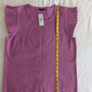 Ann Taylor Purple Pleated Cap Sleeve Blouse